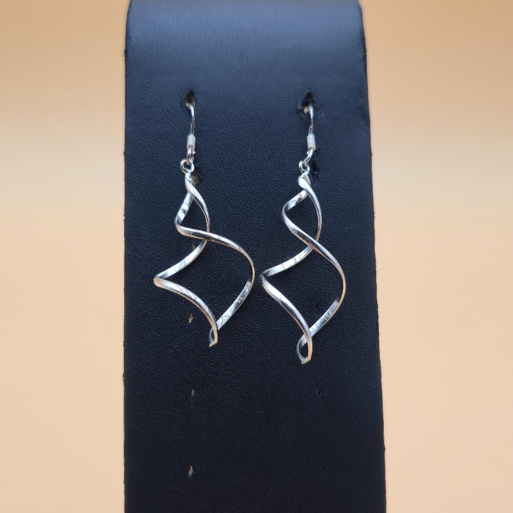 Sterling Silver Cute Pattern Simple Dangle Earrin… - image 1